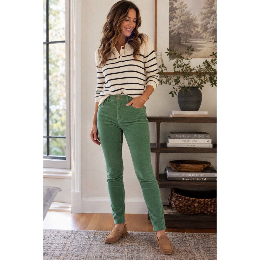 Pilcro Anthropologie Size 30 Tall High Rise Skinny Corduroy Pants Green